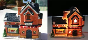Decoración de porcelana pintada vintage de nieve de pueblo navideño Toyshop - Imagen 1 de 13