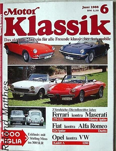 MOTOR KLASSIK 6-88+FERRARI 275+MASERATI MISTRAL+ALFA & FIAT SPIDER+MERCEDES SEC - Bild 1 von 1