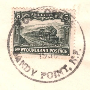 NEWFOUNDLAND 5c *EXPRESS TRAIN* Cover SANDY POINT 1936 Robinson's Station XJ249 - Picture 1 of 14