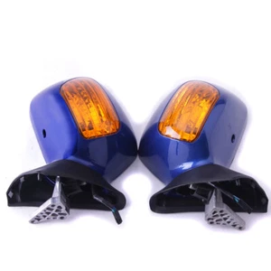Pair Blue Side Rear View Mirror Signal Fit For Honda Goldwing 1800 GL1800 01-17 - Picture 1 of 6