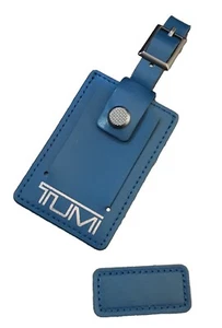 NUEVO Conjunto Tumi Etiqueta de Equipaje y Parche Monograma en Turquesa con Logo Plateado Cuero  - Imagen 1 de 7