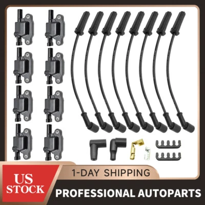8 (pack) UF413 Ignition Coils + 41-962 Spark Plugs + Spark Plug Wires For Chevy - Image 1 of 4