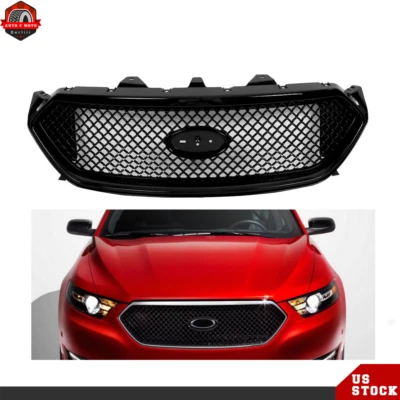 Fit For Ford Taurus SHO 2013-2018 Front Upper Grille Gloss Black Grill Plastic Foto 1 de 4