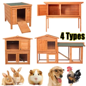 Durable Indoor Outdoor Wooden Rabbit Hutch Large Chicken Coop Small Animal House - Picture 1 of 46