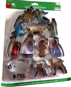CORTADORES DE GALLETAS BELÉN NAVIDAD ~ Metal ~ 12 Piezas - Imagen 1 de 2