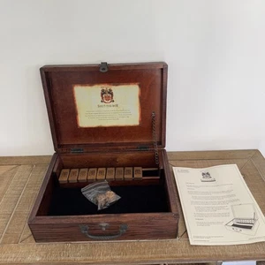 Shut The Box Game Wooden Box Complete Wood Dice Old Century English Pub VTG - Picture 1 of 11