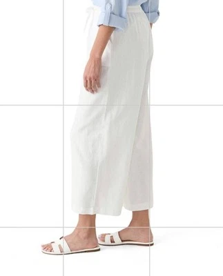 Pantalones de playa de verano Gloria Vanderbilt capris de lino para mujer pequeños blancos de pierna ancha Foto 1 de 4