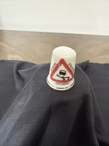 Vintage Porcelain Traffic Beware Drunken Drivers Thimble  - Picture 1 of 7