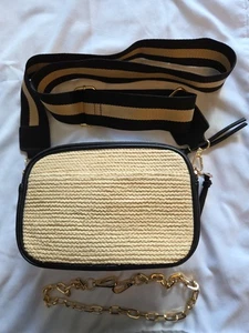 Chico's Umhängetasche schwarz und Stroh Kette Stroh Handtasche - Bild 1 von 11