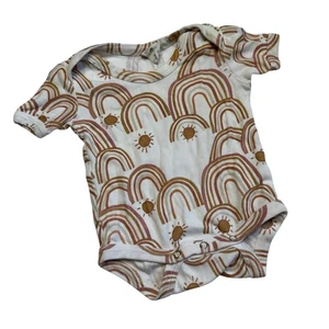 KATE QUINN Gender Neutral Rainbow Sunshine Print One Piece Baby Organic 3-6 M - Picture 1 of 5