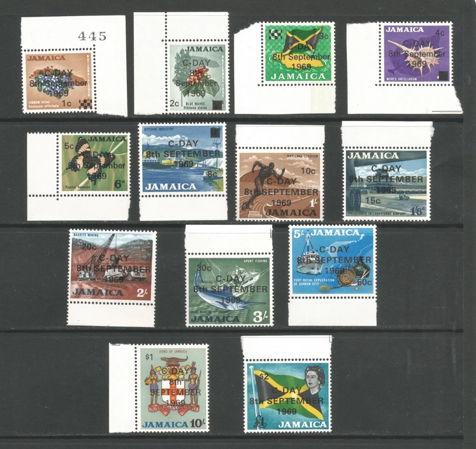 Sobreimpresiones decimales Jamaica 1969, juego MNH.  SG280-292 Foto 1 de 1