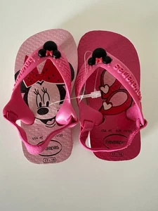 Havaianas Kinder Mädchen Minnie Mouse Flip Flops Sandalen Neu mit Etikett Größe 4C - Bild 1 von 3