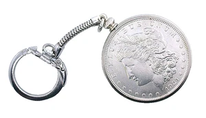 1921 MORGAN SILVER DOLLAR KEYCHAIN OLD NEW STOCK STORED 4 DECADES EBS8422/111825 - Picture 1 of 2