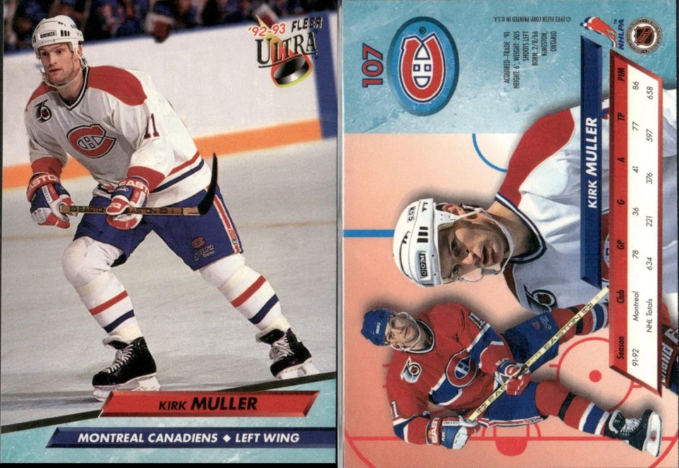 🏒 1992-93 Fleer Ultra  - Kirk Muller Canadiens #107 - Image 1 of 1
