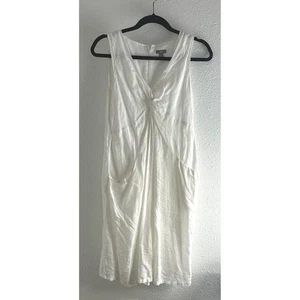 J. Jill 100%% Linen White Sleeveless V-Neck Summer Midi Dress Womens Size 4P - Picture 1 of 8