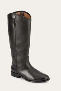 Frye Button Melissa schwarze Leder Reitstiefel Reißverschluss außen NEU! 6,5 - Bild 1 von 4