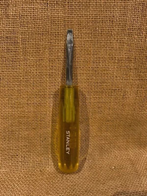 Vintage Stanley Amber Yellow Handle Slotted Engineer Screwdriver Old School Tool - Image 1 of 4