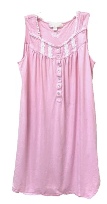 Eileen West Pink Nightgown long  Lace Cottage Romantic knit S - Image 1 of 4