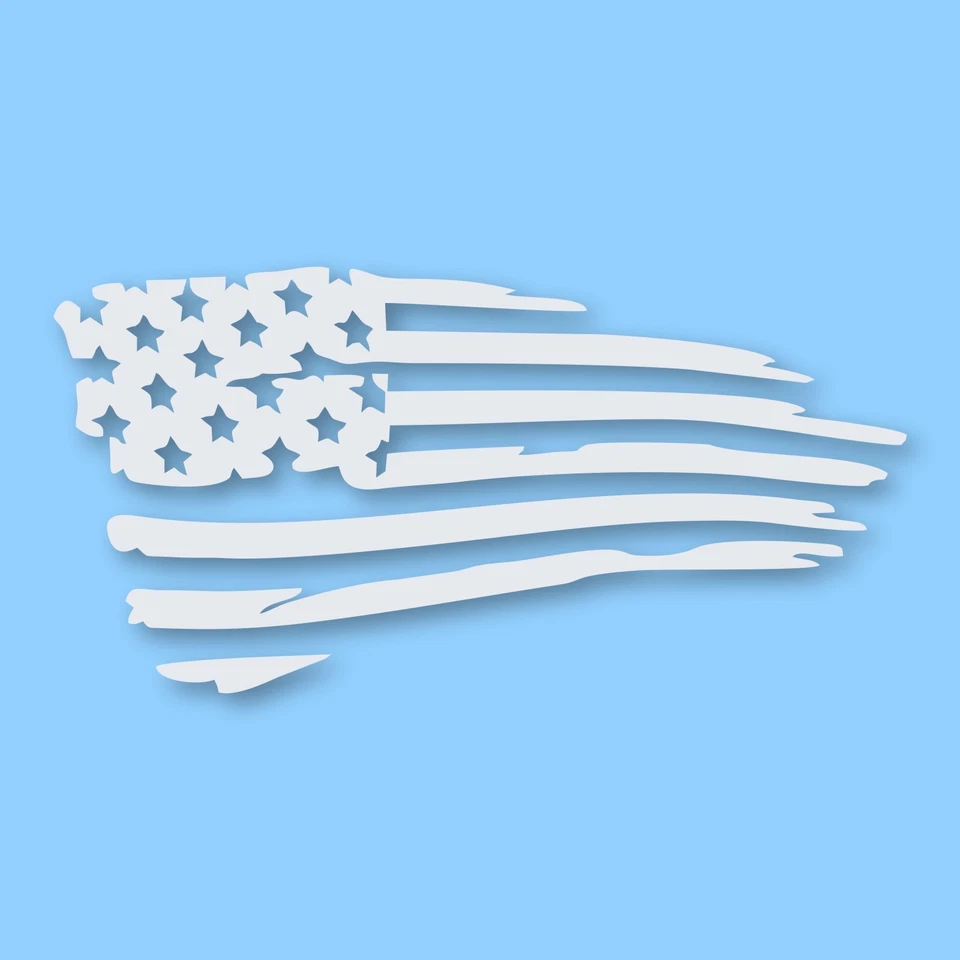 Bandera Americana Andrajosa EE. UU. - Calcomanía Vinilo Adhesiva - ELIGE Tamaño y Color Foto 1 de 1