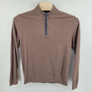 Johnnie O Mens Large Quarter Zip Pullover Sweater Brown Cotton Modal Blend - Picture 1 of 8