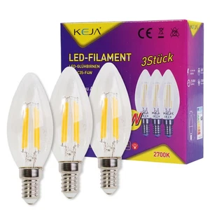 3X LÁMPARA LED FILAMENTO E14 VELA 4W 40W 2700K BOMBILLA FUENTE DE LUZ VELA - Imagen 1 de 4