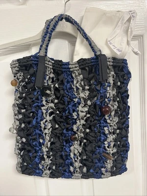 Maria La Rosa Ribbon Tied Tote Black Blue And Gray - Image 1 of 4