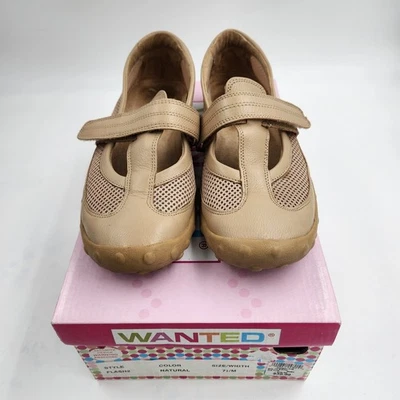 Zapatos deportivos Mary Jane sin cordones de cuero tostado Wanted para mujer FLASH2 talla 7,5 M Foto 1 de 4