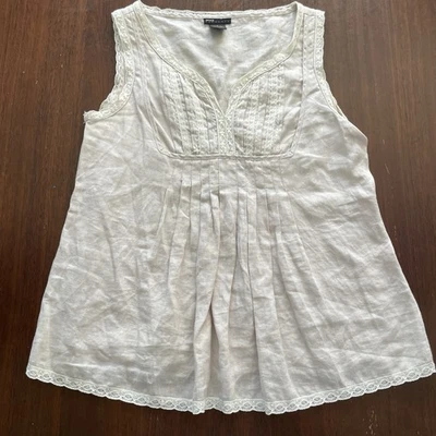 Top Grace Elements para mujer talla 4 lino sin mangas cuello en V encaje pintuck boho hippie Foto 1 de 4