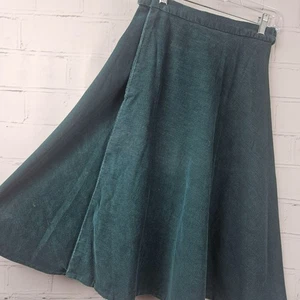 Vintage Green Corduroy Wrap Skirt Midi Knee Length Womens M 70s 80s Retro Ties - Picture 1 of 11