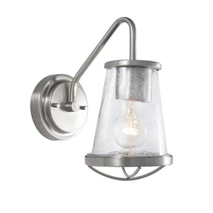 Home Decorators Georgina 5.75 in. Brushed Nickel Industrial Wall Sconce with - Picture 1 of 8