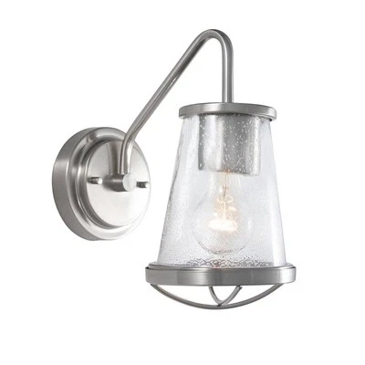 Home Decorators Georgina 5.75 in. Brushed Nickel Industrial Wall Sconce with  - Image 1 of 4