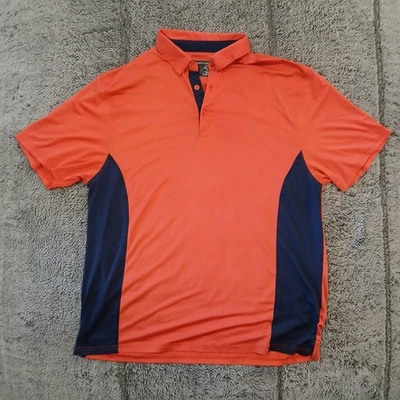 Saks Fifth Avenue ACTIVE Polo Shirt Men's XL Orange Blue Stretch Athleisure Foto 1 de 4