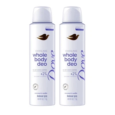 Dove Whole Body Deodorant Spray Invisible Coconut & Vanilla 4 oz (Lot of 2) - Image 1 of 2