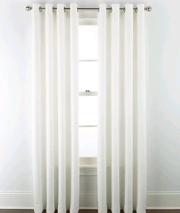 Linden Street Gwen Basketweave Grommet Top Light-Filtering Curtain 50x95/ White  - Image 1 of 4