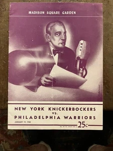1948 N.Y. Knicks vs Phila. Warriors 2nd Yr NBA/basketball program/JOE FULKS! - Picture 1 of 9