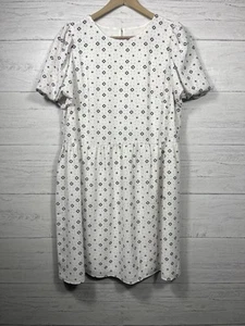 Loft Damen Chiffon Puffärmel Kleid Größe 8 weiß schwarz - Bild 1 von 6