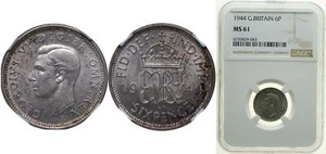 Great Britain 1944 6 Pence Silver 500 NGC MS 61 - Picture 1 of 1