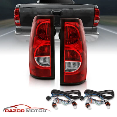 03-06 Fit Chevy Silverado Red Replacement Brake Tail Light Pair +Bulb/Wiring - Image 1 of 4