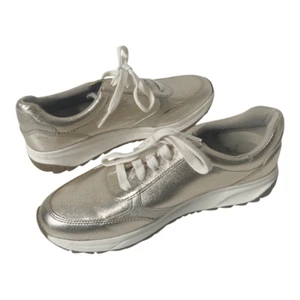 Naturalizer Women's Shay Champagne Gold Metallic Leather Lace-Up Sneaker Size 6 - Picture 1 of 7