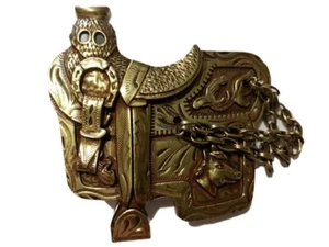 ✖ WESTERN Steer Saddle Cowboy Rodeo Style ✖ Belt Buck Buck ✖ Gold / bronze USA - Imagen 1 de 7