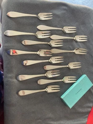 Tiffany & Co Sterling  ( 12 ) FANEUIL OR QUEEN ANNE PATTERN SALAD FORKS  NO MONO - Image 1 of 4