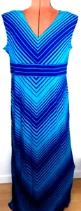 Blue APT. 9 Sleeveless STRETCHY STRIPES Long V-Neck Pullover DRESS/Size XL - Picture 1 of 20