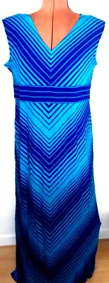 Blue APT. 9 Sleeveless STRETCHY STRIPES Long V-Neck Pullover DRESS/Size XL - Image 1 of 4