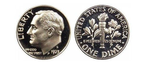 1973 S DCAM GEM BU PROOF ROOSEVELT DIME PR/PF BRILLIANT UNCIRCULATED COIN #8829 - Image 1 of 1