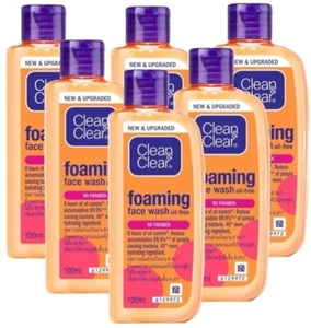 Clean Clear Foaming Face Wash Facial Cleanser Skin Prevent Pimples Acne 6X100ML - Picture 1 of 17