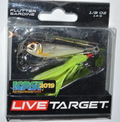 live target flutter sardine 2"  1/2oz fluttering jig jigging spoon glow black - Image 1 of 3