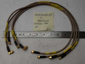 (4) SMA(M) Right Angle to SMA(M) RG142B/U Cable 24in - Zdjęcie 1 z 4