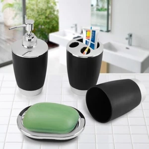 Set of 4 Pcs Bathroom Accessories Soap Dish Dispenser Toothbrush Holder Cup - Picture 1 of 11