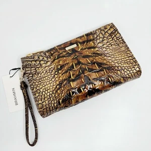 🍀NWT BRAHMIN FELINE OMBRE Melbourne DAISY Leather Large Wristlet Clutch Wallet  - Picture 1 of 5