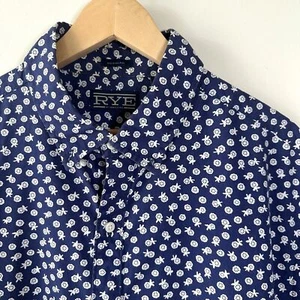 Rye Hawker Rye Mens Button Down Short Sleeve Navy Size XXL Floral Regular Fit - Imagen 1 de 8